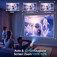 Load image into Gallery viewer, Mini Projector with WiFi and Bluetooth, 180°Adjustable Stand Smart Projector, 150&quot; Portable Projector with Android TV 11.0, 2.4G/5G, Native 1080P, 300 ANSI Auto Keyston Outdoor/Home Movie, White
