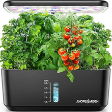 Load image into Gallery viewer, Indoor Garden Hydroponics Growing System: 10 Pods Plant Germination Kit Aeroponic Vegetable Growth Lamp Countertop with LED Grow Light - Hydrophonic Planter Grower Harvest Veggie Lettuce, Black
