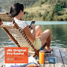 Load image into Gallery viewer, JBL Go 3 Eco - Portable Mini Bluetooth Speaker, big audio and punchy bass, IP67 waterproof and dustproof, 5 hours of playtime, Made in part with recycled materials (Eco Blue)
