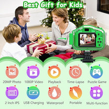 Load image into Gallery viewer, Agoigo Kids Waterproof Camera Toys for 3-12 Year Old Boys Girls Christmas Birthday Gifts HD Children&#39;s Digital Action Camera Child Underwater Sports Camera 2Inch Screen with 32GB Card (Green)

