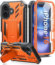 Load image into Gallery viewer, FNTCASE for iPhone 16 Phone Case: for iPhone 16 case with Kickstand Shockproof Military Grade Protective Cover - Dual Layer Full Protection Sturdy Matte Textured Drop Proof - 6.1 Inch Orange
