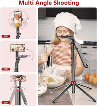 Load image into Gallery viewer, Huryfox Selfie Stick Phone Tripod - 71 inch Tall Cell Phone Holder with Detachable Wireless Remote, Phone Stand for Recording, Video and Picture, Compatible with iPhone, Android Phone, Camera &amp; Gopro
