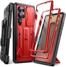 Load image into Gallery viewer, TONGATE for Samsung Galaxy S25 Ultra Case, [Built-in Slide Camera Cover &amp; Screen Protector] [2 Front Frames] Full-Body Heavy Duty Shockproof S25 Ultra Phone Case with Stand &amp; Belt Clip Holster, Red
