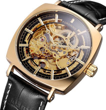 Load image into Gallery viewer, FORSINING Men&#39;s Mechanical Self-winding Skeleton Analogue Dial Trendy Watch with Leather Strap
