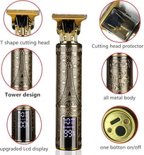 Load image into Gallery viewer, Hair Clippers for Men, Zero Gapped T-Blade Hair Trimmer with 3 Speed Adjustment LED Display, Rechargeable Cordless Grooming Kit for Men
