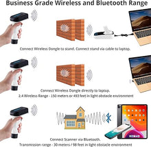 Load image into Gallery viewer, ScanAvenger Wireless Portable 1D&amp;2D with Stand Bluetooth Barcode Scanner: Hand Scanner 3-in-1, Cordless, Rechargeable Scan Gun for Inventory - USB Bar Code/QR Reader (1D&amp;2D Upgraded Next Gen Stand)
