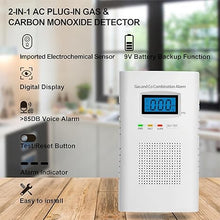 Load image into Gallery viewer, 2 Pack Combination Gas &amp; Carbon Monoxide Detectors - Plug in CO Alarm &amp; Natural Gas Detector with Digital Display, CO Detector &amp; Combustible Gas Detector for Home, Easy to Read
