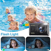 Load image into Gallery viewer, Digital Camera,4K Camera for Photography,64MP MP3 Player Vlogging Camera for YouTube(NO TF Cards),2.8&quot; IPS Screen,Auto Focus,18X Zoom,Point and Shoot Digital Cameras for Kids-Black
