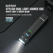 Load image into Gallery viewer, OLIGHT Arkfeld Flat Flashlight 1000 Lumens Dual Light Source EDC Lights with Green Beam and White LED Combo, with Rechargeable Built-in Battery for Outdoors, Emergency, Work (Black Cool White)
