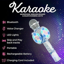 Load image into Gallery viewer, Sing-Along Bluetooth Karaoke Microphone and Bluetooth Stereo Speaker, Swirl Edition, All-in-One (Swirl Blue)
