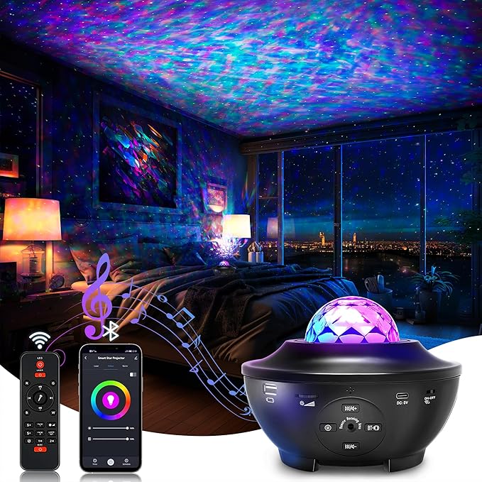 Galaxy Projector for Bedroom, Light Projector Star Projector Galaxy Light with Bluetooth Speaker, Timer, APP & Remote Control for Kids