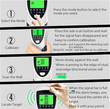 Load image into Gallery viewer, Sutekus Stud Finder Wall Scanner 5 in 1 Electronic Stud Detector with LCD Display and Audio Alarm Stud Sensor Beam Finders for Wood Metal Studs and AC Wire Detection
