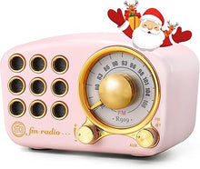 Load image into Gallery viewer, Retro Bluetooth Speaker FM Vintage Radio with Loud Volume, Strong Bass Enhancement, Bluetooth 5.0 Wireless Connection, Loud Volume,TF Card &amp; MP3 Player (Pink)
