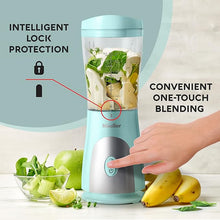 Load image into Gallery viewer, Mueller Personal Blender for Shakes and Smoothies with 15 Oz Travel Cup and Lid, Juices, Baby Food, Heavy-Duty Portable Blender &amp; Food Processor, Turquoise
