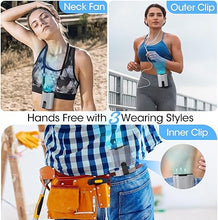 Load image into Gallery viewer, 2024 AI Portable Fan Rechargeable, 4 Speeds 6600RPM Strong Airflow, Personal Waist Fan with up to 25H of Working Time, Hanging Neck Fan, Wearable Belt Fan for Camping, Outdoor, Jobsite - Gray

