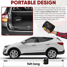 Load image into Gallery viewer, FORTEM Tire Inflator Portable Air Compressor 150 PSI, Bike Pump, 12V Electric Air Pump for Car Tires and Bicycles w/LED Light, Digital Tire Pressure Gauge w/Auto Pump/Shut Off, Carrying Case (Yellow)
