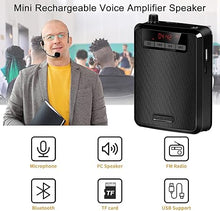 Load image into Gallery viewer, Voice Amplifier?Professional Mini Portable lotmusic Microphone Amplifier Speaker Rechargeable Wired Microphone Headset, Personal for Teacher Classroom Outdoor Meeting Tour Guides (Black)
