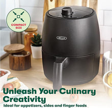 Load image into Gallery viewer, BELLA 2 qt Manual Air Fryer Oven and 5-in-1 Multicooker with Removable Nonstick and Dishwasher Safe Crisping Tray and Basket, 1200 Watt Heating System, Matte Black
