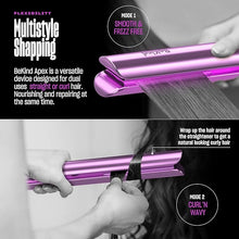 Load image into Gallery viewer, Bekind Apex 2-in-1 Hair Straightener Flat Iron | 1“ 460°F Straightener &amp; Curler for All Hairstyles | UltraSmooth Tech | 15s Fast Heating &amp; Temp Memory | Gift Set for Girls Women (Violet Bloom)
