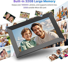 Load image into Gallery viewer, Uhale Digital Picture Frame 32GB Storage 10.1 Inch WiFi Electronic Photo Frame SD Card Slot Desktop IPS Touch Screen HD Display Auto-Rotate Slideshow Share Videos Photos Send Wishes Remotely
