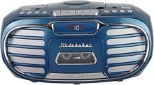 Load image into Gallery viewer, Retro Edge Big Sound Bluetooth Boombox with CD/Cassette Player-Recorder/AM-FM Stereo Radio (Blue)
