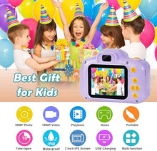 Load image into Gallery viewer, Agoigo Kids Waterproof Underwater Camera Toys for 3-12 Year Old Boys Girls Christmas Birthday Gifts Children HD Video Digital Cameras 2 Inch IPS Screen with 32GB Card (Purple)
