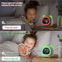 Load image into Gallery viewer, OK to Wake Clock for Kids, Kids Alarm Clock with Sleep Training Night Light Dual Alarm Auto Off Timer Stay in Bed for Kids and Toddlers, Kids Clock with Cat Ear Light
