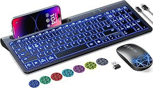 Load image into Gallery viewer, Wireless Keyboard and Mouse, Rechargeable, Adjustable 7 Color Backlight, Ergonomic, Quiet, with Phone Holder, 2.4G Stable Connection Slim Mac Keyboard and Mouse
