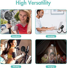 Load image into Gallery viewer, AMACOOL Battery Operated Stroller Fan Flexible Tripod Clip On Fan with 3 Speeds and Rotatable Handheld Personal Fan for Car Seat Crib Bike Treadmill (Black)
