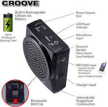 Load image into Gallery viewer, Croove Rechargeable Voice Amplifier Microphone Headset, Supports MP3 | Portable Microphone and Speaker Set with Waist/Neck Band &amp; Belt Clip | Voice Amplifier Ideal for Teachers
