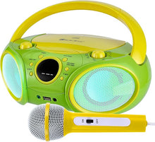 Load image into Gallery viewer, SingingWood NP030AB-YG Portable Karaoke System, Portable CD Player Boombox with Bluetooth for Home AM FM Stereo Radio, Headphone Jack, Portable Karaoke Supported AC or Battery Powered - Green
