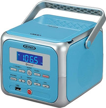 Load image into Gallery viewer, Jensen CD-660 Portable Stereo CD Player Boombox with Bluetooth | FM Radio | USB | Aux-in Headphone Jack | CD-R/RW MP3 Playback | (Sky Blue)
