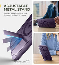Load image into Gallery viewer, Dexnor for iPhone 16 Case with Slide Camera Cover &amp; Adjustable Kickstand, Magnetic Rugged Shockproof Bumper Cases Heavy-Duty Magnetic Protective Cover,Phantom Purple
