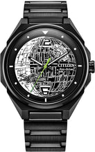 Load image into Gallery viewer, Citizen Men's Eco-Drive Star Wars Death Star Black IP Stainless Steel Watch, 3-Hand, Luminous,41mm (Model: BJ6539-50W)

