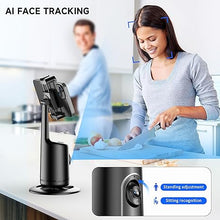 Load image into Gallery viewer, Auto Face Tracking Tripod with 2 Selfie Ring Light, 360° Rotation Face Body Phone Holder Smart Shooting Camera Mount with Remote, Rechargeable Smart Shooting Holder for Vlog, Streaming, Video, Tiktok
