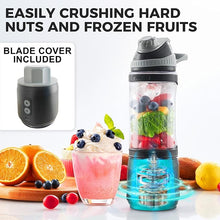 Load image into Gallery viewer, Portable Blender, Anti-Jamming 300 Watt for Shakes and Smoothies, 24oz Travel Blender USB Rechargeable, BPA Free Sporty bottle with a Travel Lid. (Black Base Grey Lid)
