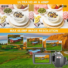 Load image into Gallery viewer, Video Camera Camcorder 4K 60FPS 48MP YouTube Camera with Wireless Lavalier Mic &amp; External Mic for Vlogging, Ultra HD 3“ Screen 18X Digital Zoom Video Recorder Camera with 32GB SD Card, Remote Control
