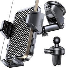 Load image into Gallery viewer, [2024 Newest] Dashboard Phone Holders for Your Car (+Air Vent Clip) [Military Grade Stable] , Car Cell Phone Holder, Rotatable Suction Cup Car Phone Mount for All Phone (Cube Black)
