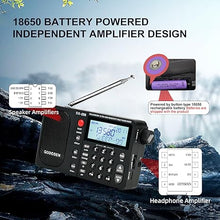 Load image into Gallery viewer, DX-286 Radio, Portable Shortwave Radio AM FM LW SW Ultra-high Sensitivity Full-Band Radio with TEF6686 chip with Two 3350MAH 18650 Batteries, Suitable for Kitchen Desk Bedroom Office Outdoor
