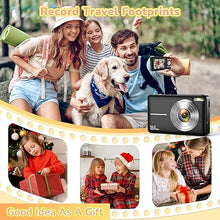 Load image into Gallery viewer, Digital Camera, 2024 Upgraded 1080P 44MP Digital Cameras for Kids, Digital Point and Shoot Camera with 16X Zoom, 32GB SD Card, Time Stamp, Compact Small Travel Camera for Boys Girls Teens, Black
