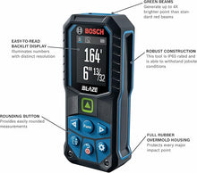 Load image into Gallery viewer, BOSCH GLM165-25G 165 Ft Blaze Green-Beam Laser Distance Measure, Includes 2 AA Batteries, Belt Clip, &amp; Pouch
