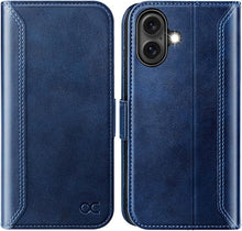 Load image into Gallery viewer, OCASE Compatible with iPhone 16 Wallet Case, PU Leather Flip Folio Case with Card Holders RFID Blocking Kickstand [Shockproof TPU Inner Shell] Phone Cover 6.1 Inch 2024, Retro Blue
