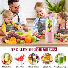 Load image into Gallery viewer, Portable Personal Blender 17 OZ/500 ML Juicer, 175W Personal Size Blender, Ideal for Smoothies, Ice Blending, Juicing, and Food Processing, Compact, Convenient, and Versatile (Pink)

