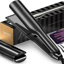 Load image into Gallery viewer, Milano by Laurenza Hair Straightener and Curler 2 in 1, SuperMax Design 8.5 Inch² Extra-Large 3D Floating Ceramic Flat Iron, Dual Voltage Straightening Irons with 20 Million cm³ Anion Outlet (Black)
