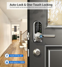 Load image into Gallery viewer, Veise Smart Lock, Keyless Entry Door Lock with Handle, APP Control Fingerprint Door Lock, 7-in-1 Smart Locks for Front Door, Electronic Digital Lock with Keypad, Front Door Lock Set, Satin Nickel
