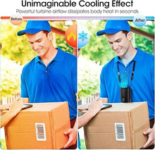 Load image into Gallery viewer, 2024 AI Portable Fan Rechargeable, 4 Speeds 6600RPM Strong Airflow, Personal Waist Fan with up to 25H of Working Time, Hands-Free Hanging Neck Fan, Wearable Belt Fan for Camping, Outdoor, Jobsite
