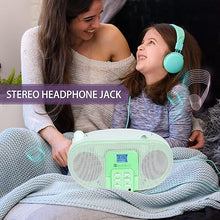 Load image into Gallery viewer, SingingWood GC01 Macarons Series Portable CD Player Boombox with AM FM Stereo Radio Kids CD Player LCD Display, Front Aux-in Port Headphone Jack, Supported AC or Battery Powered -Pistachio
