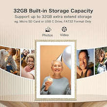 Load image into Gallery viewer, Digital Picture Frame, 10.1&#39;&#39; Frameo Digital Frame Wifi, 32GB Memory, 1280*800 HD Touch Screen Digital Photo Frame, Wall Mountable, Share Instantly, Anniversary, Birthday Gifts for Women, Mom, Golden
