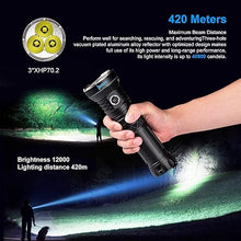 Load image into Gallery viewer, WUBEN A9 12000 High Lumens Flashlight 1378ft Beam Distance 552 Hours Long Runtime Type-C Rechargeable 10200mAh Battery Included Multiple Modes IP68 Waterproof Rechargeable Flash Light
