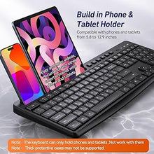 Load image into Gallery viewer, Wireless Keyboard and Mouse Combo, Acebaff 2.4G Quiet Wireless Keyboard Mouse with Phone Tablet Holder,11 Shortcut Keys,Cordless USB Mouse and Keyboard for Computer,PC,Mac,Windows
